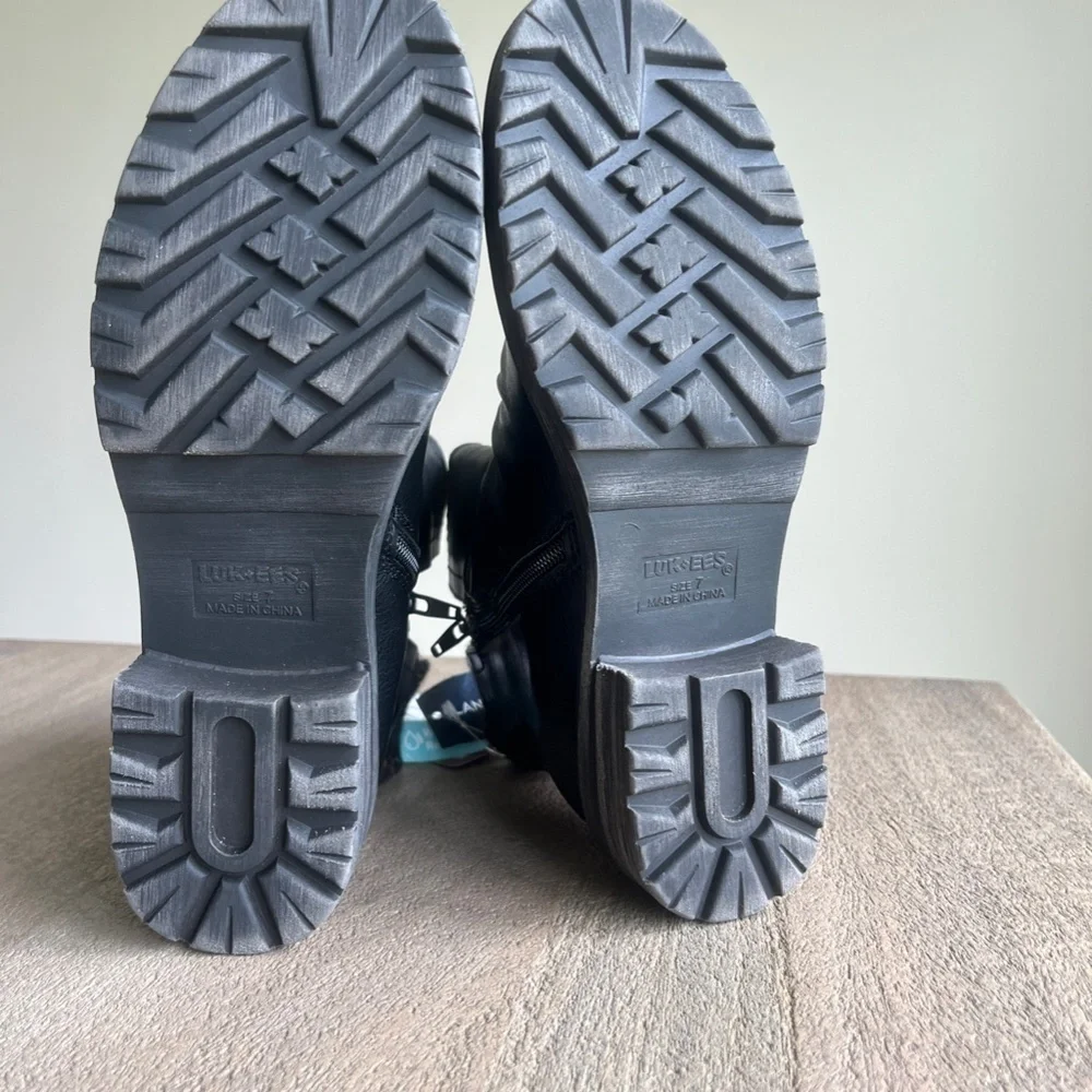KIDS London Fog Melton Boots, Size 7, Black and Gray